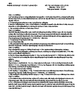Đề thi chọn học sinh giỏi Vật lí lớp 8 - Đề số 21 - Năm học 2016-2017